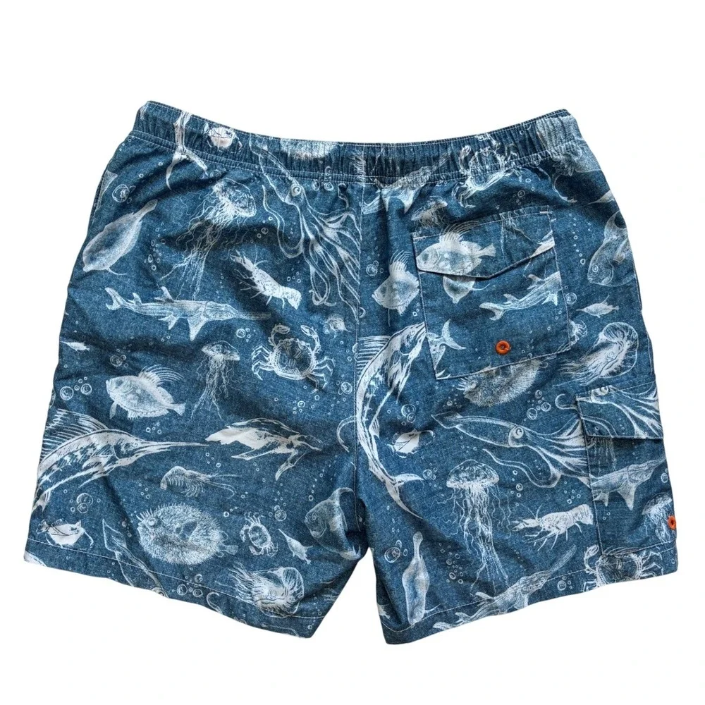 Tommy Bahama Relax Mens Blue Sea Life Marlin Squid Swim Trunks Large